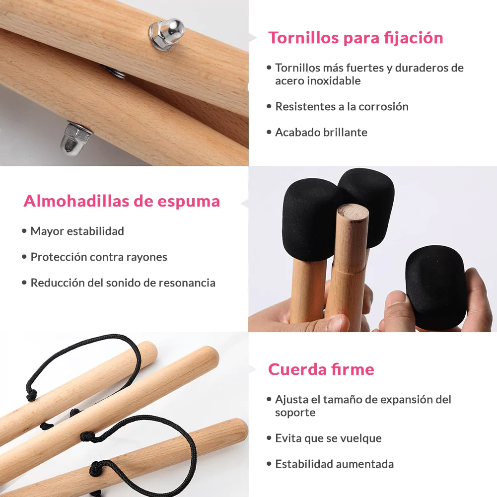 Trípode de Madera de Haya para Handpan y Steel Tongue Drum