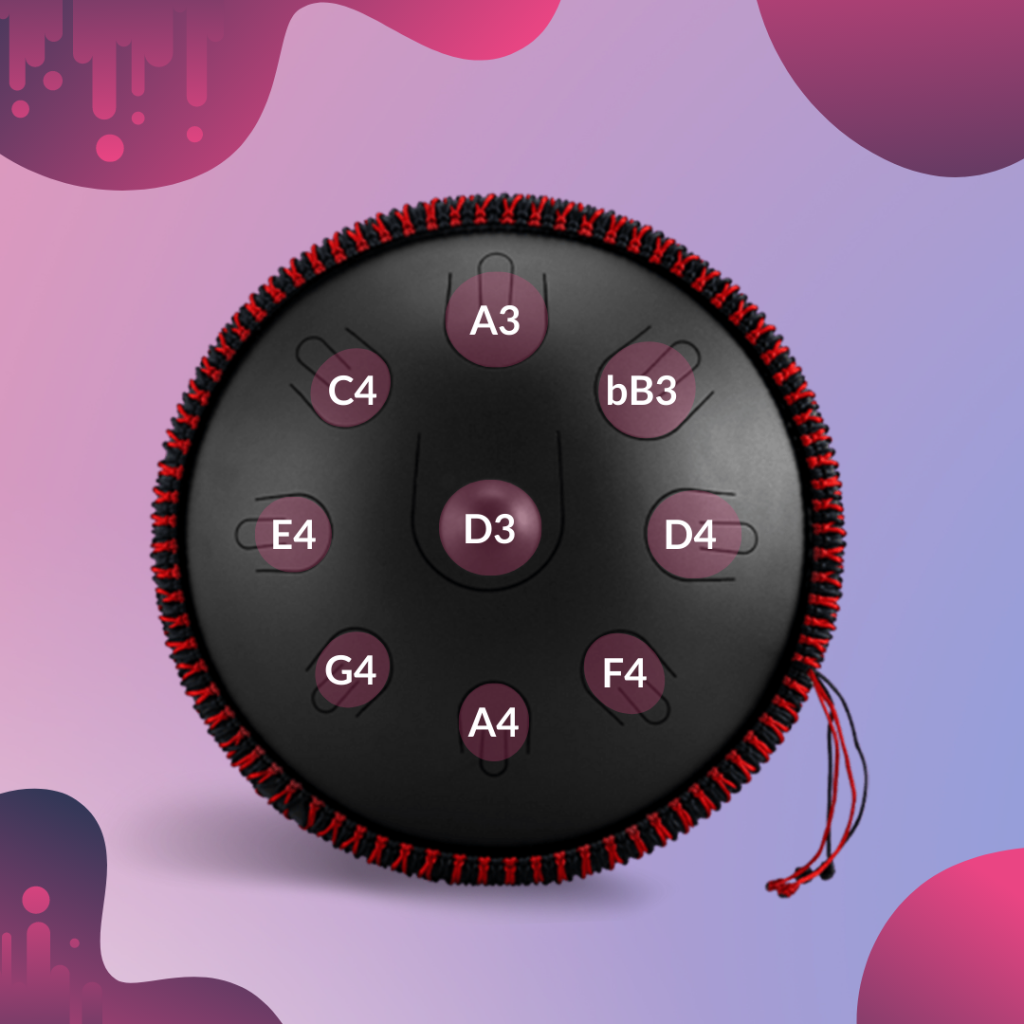 Steel Tongue Drum 9 notes 38cm Carbon Colour – D Kurd